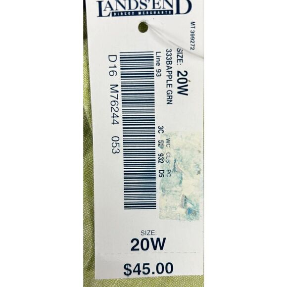 New Lands' End Top Size 20W Button Down Green Linen Long Sleeve Preppy Classic - Picture 6 of 11